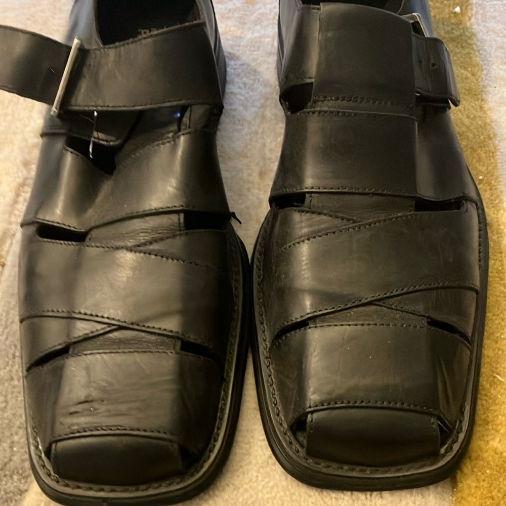 Men's Black Leather Sandals